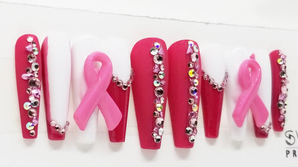 BREAST CANCER AWARENESS MAGENTA SWITCHEM PRESS ON NAILS