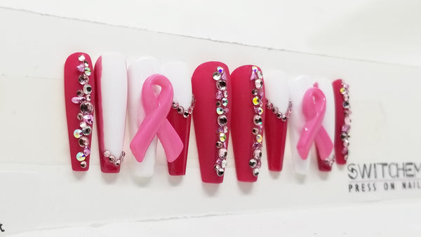 BREAST CANCER AWARENESS MAGENTA SWITCHEM PRESS ON NAILS