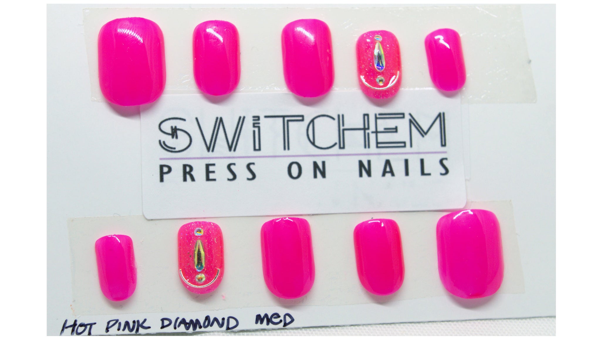 HOT PINK DIAMOND SWITCHEM PRESS ON NAILS